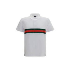 Gucci White Cotton Polo Shirt