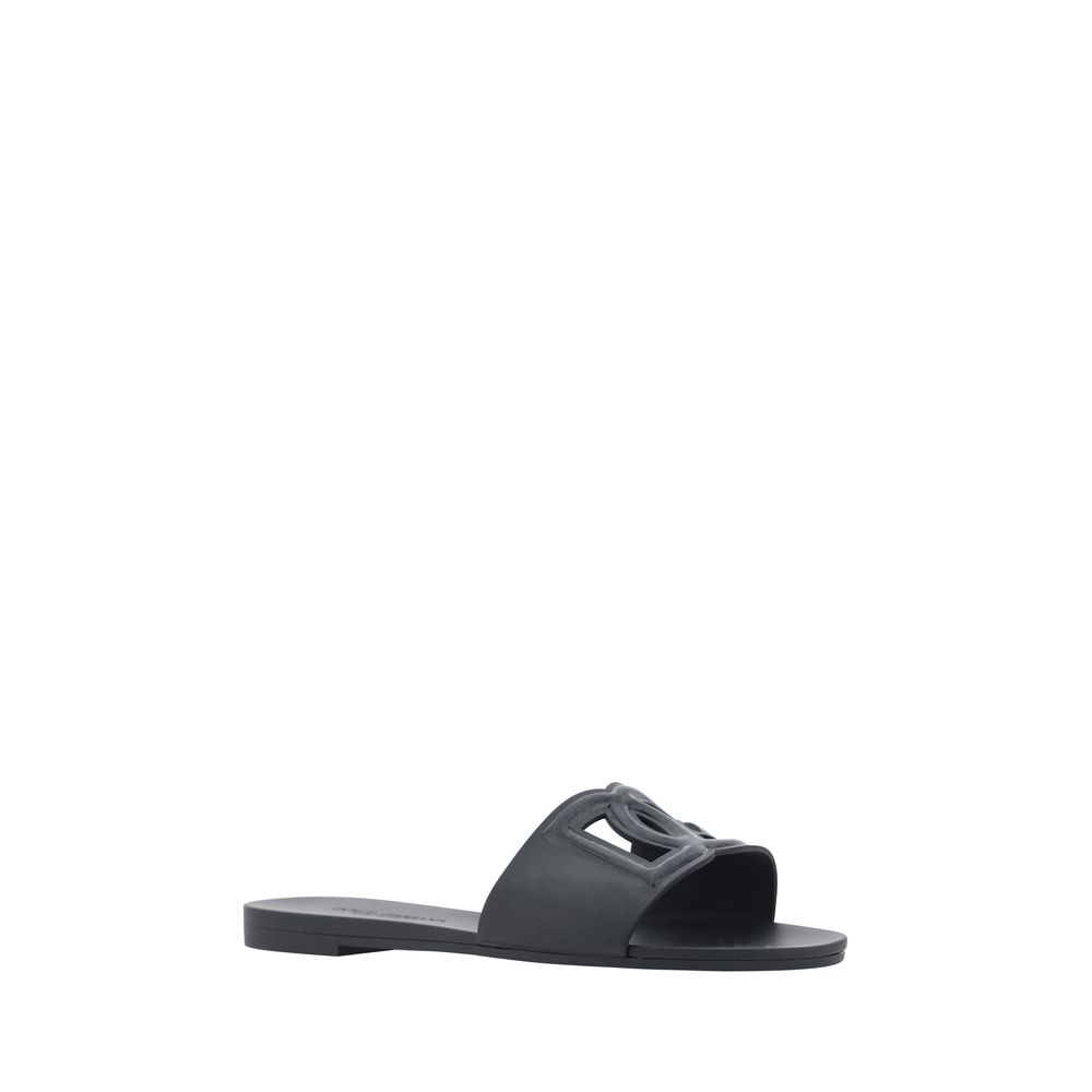 Dolce & Gabbana Black Rubber Flat Sandals - immagine 2