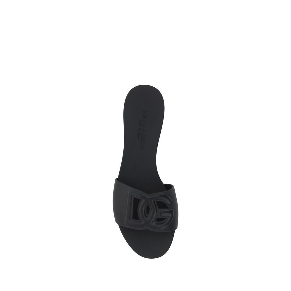 Dolce & Gabbana Black Rubber Flat Sandals - immagine 4