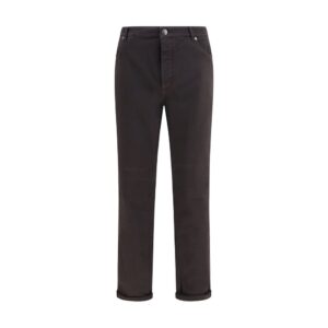 Brunello Cucinelli Brown Cotton Straight-Leg Jeans