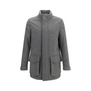 Brunello Cucinelli Gray Cashmere Full-Length Jacket