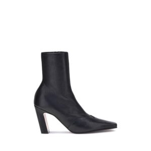 Khaite Black Calf Leather Bos Taurus Ankle Boots