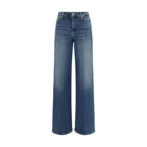 7FOR Blue Cotton Flared Jeans