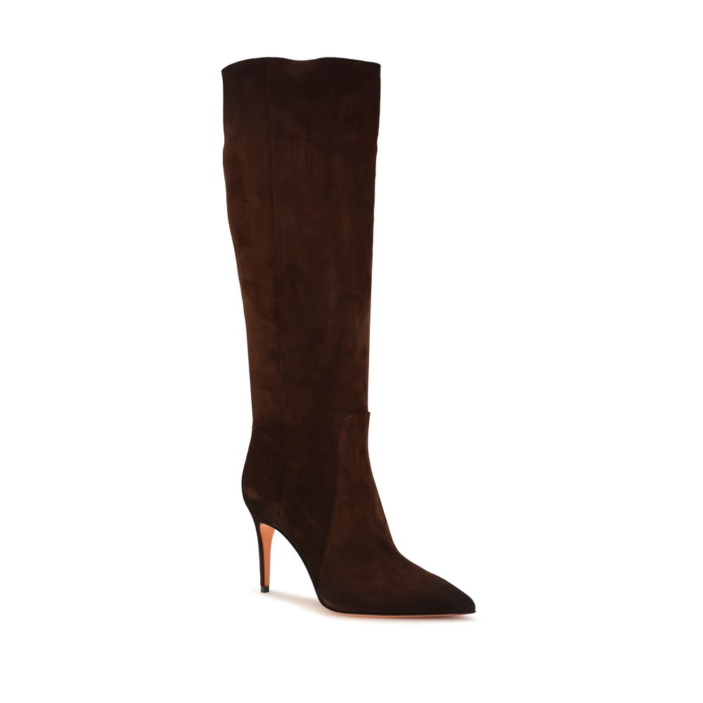 Santoni Brown Calf Leather Bos Taurus High Heel Boots - immagine 2