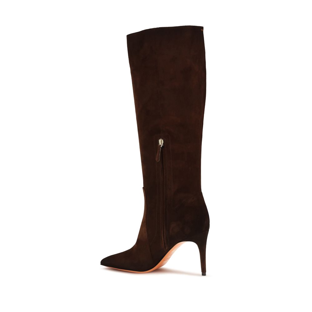 Santoni Brown Calf Leather Bos Taurus High Heel Boots - immagine 3