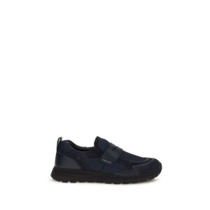 Prada Blue Calf Leather Bos Taurus Athletic Sneakers