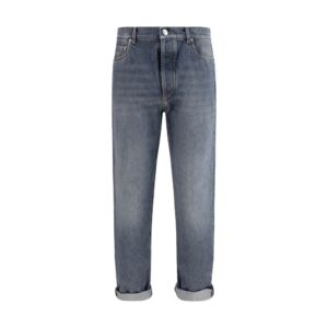Brunello Cucinelli Gray Cotton Straight-Leg Jeans