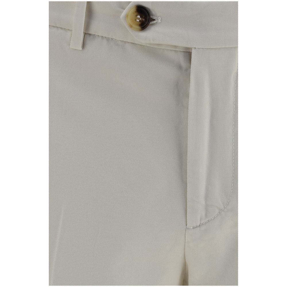 Brunello Cucinelli White Cotton Casual Pants - immagine 3