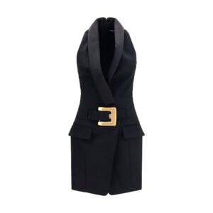 Balmain Black Wool Oves Aries Casual Dress