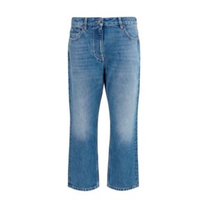 Valentino Blue Cotton Straight-Leg Jeans