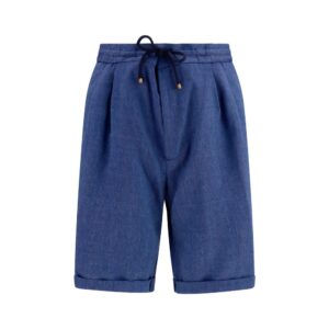 Brunello Cucinelli Blue Linen Bermuda Shorts