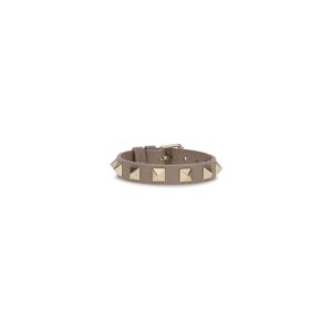 Valentino Garavani Gray Calf Leather Bos Taurus Bracelet