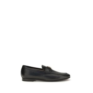 Valentino Garavani Black Calf Leather Bos Taurus Slip-On Loafers