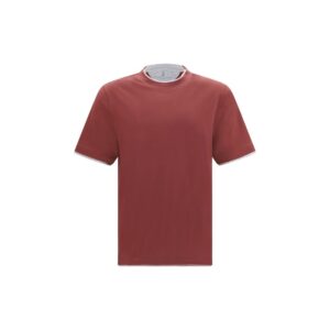 Brunello Cucinelli Bordeaux Cotton T-Shirt