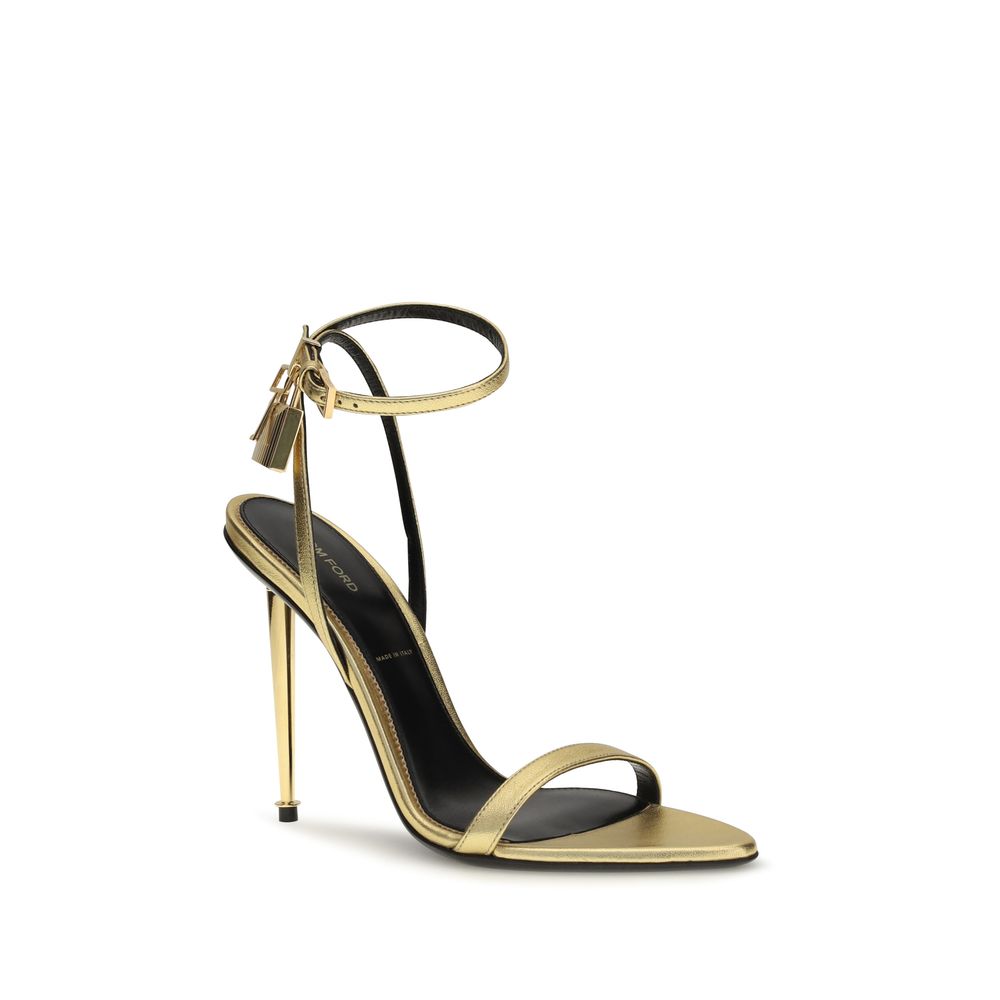 Tom Ford Gold Lamb Ovis Aries Aries Stiletto Heel Sandals - immagine 2