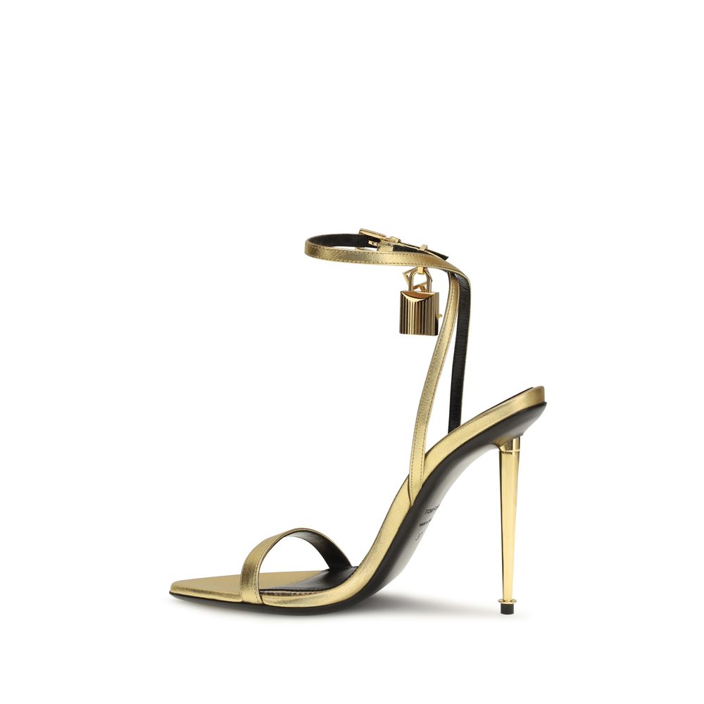 Tom Ford Gold Lamb Ovis Aries Aries Stiletto Heel Sandals - immagine 3