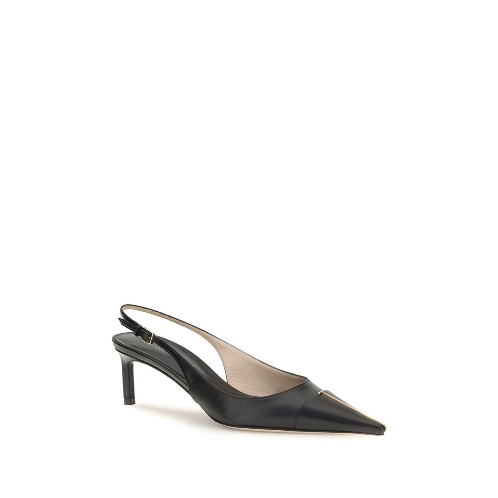 Tom Ford Black Calf Leather Bos Taurus Mid Heel Pumps - immagine 2