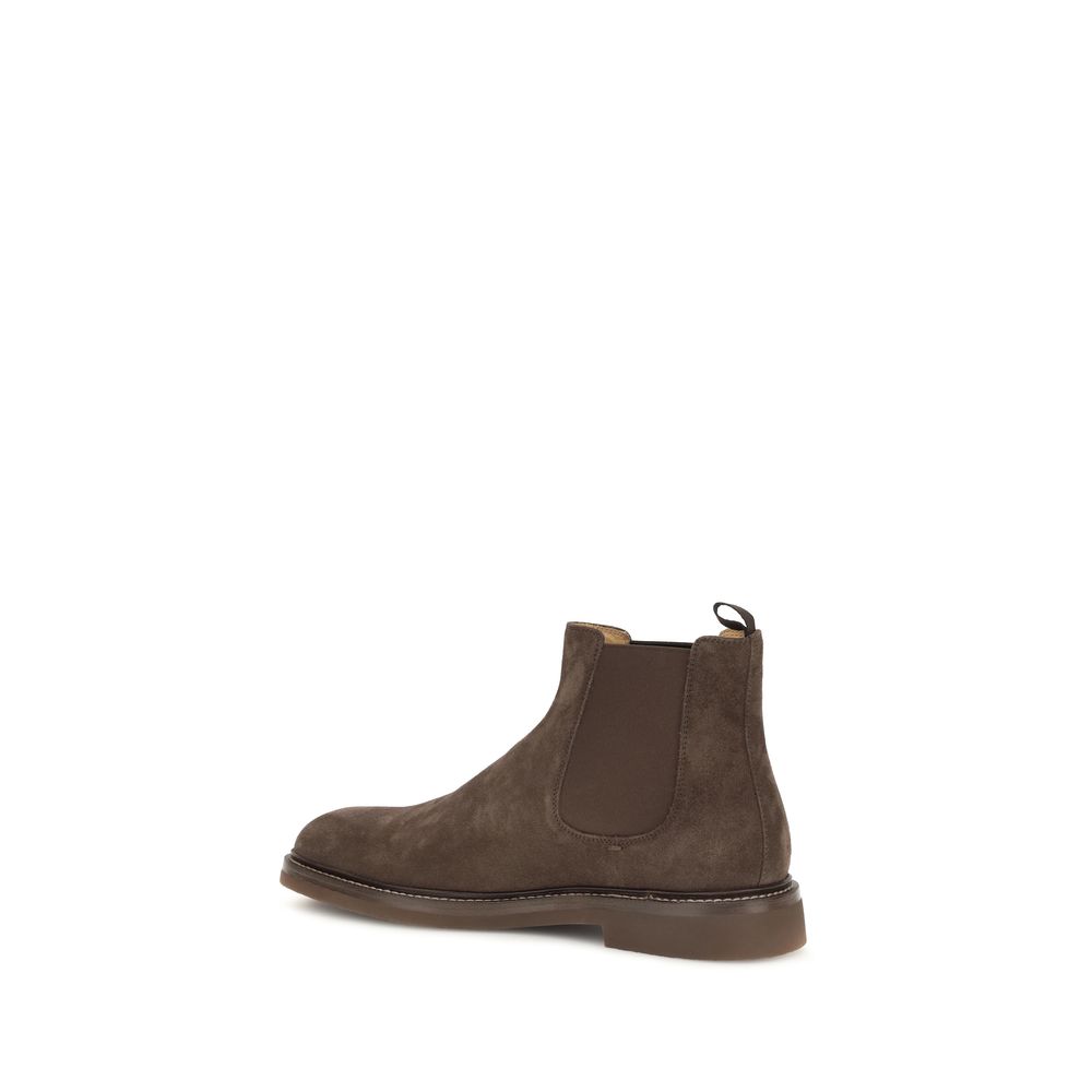 Brunello Cucinelli Brown Calf Leather Bos Taurus Chelsea Boots - immagine 3