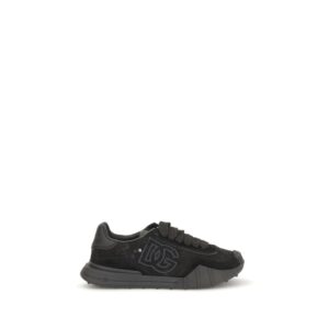 Dolce & Gabbana Black Calf Leather Bos Taurus Chunky Sneakers