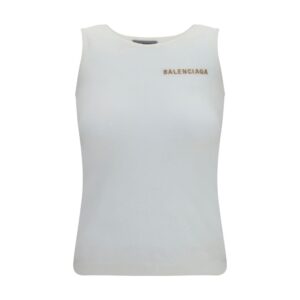 Balenciaga White Cotton Tank Tops