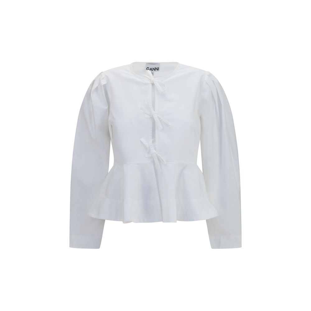 Ganni White Cotton Blouse