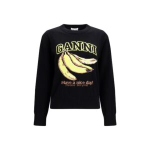 Ganni Black Cotton Sweatshirt