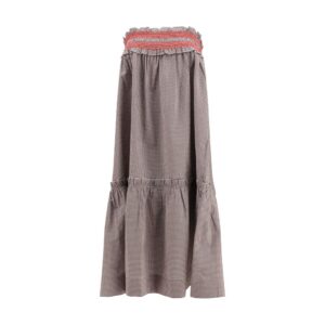 Ganni Brown Cotton Midi Skirt