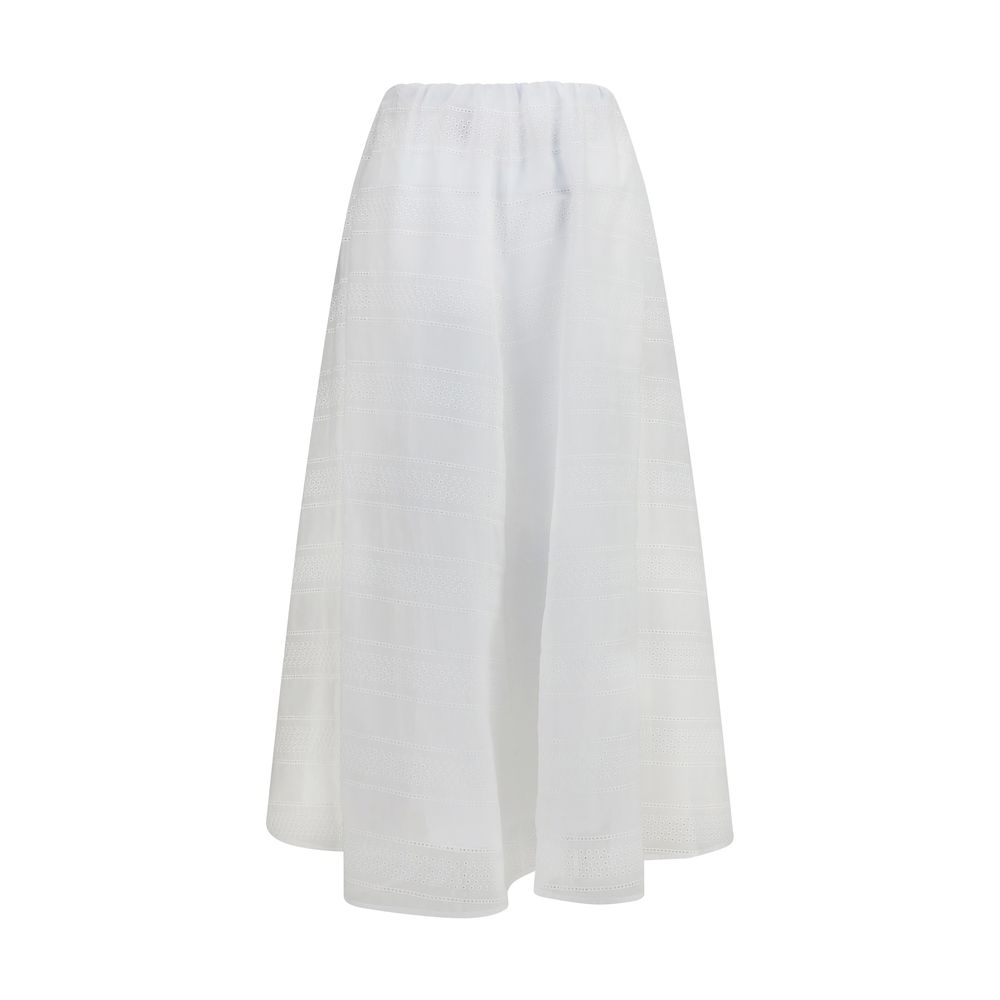 Brunello Cucinelli White Cotton Long Skirt - immagine 2