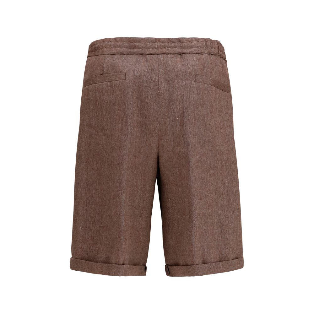 Brunello Cucinelli Brown Linen Bermuda Shorts - immagine 2