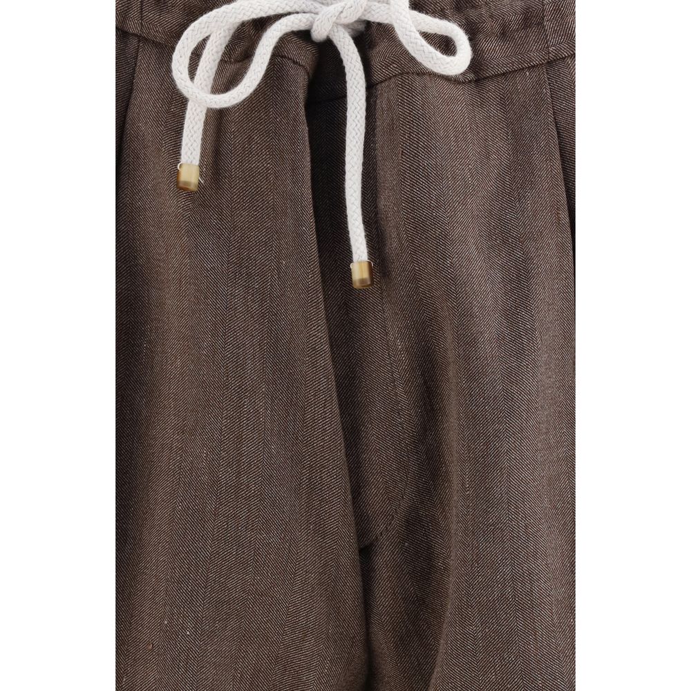 Brunello Cucinelli Brown Linen Bermuda Shorts - immagine 3