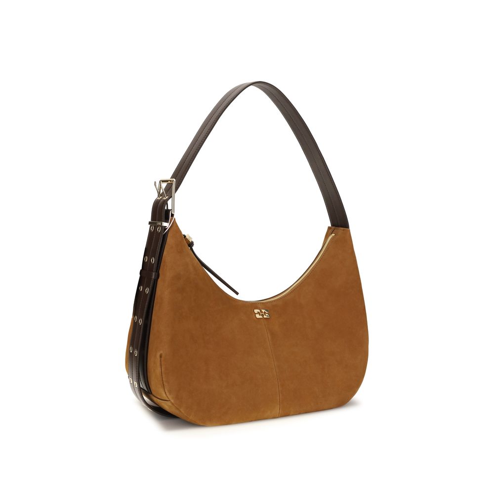 Ganni Brown Recycled Polyester Shoulder Bag - immagine 2