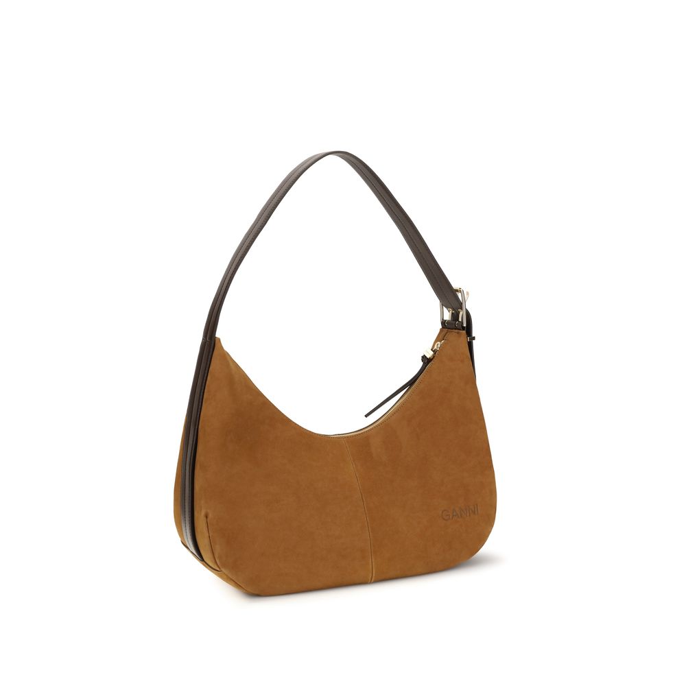 Ganni Brown Recycled Polyester Shoulder Bag - immagine 3