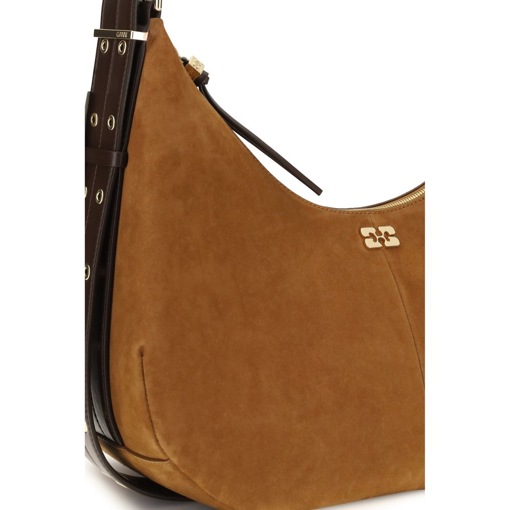 Ganni Brown Recycled Polyester Shoulder Bag - immagine 4