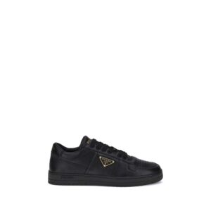 Prada Black Calf Leather Bos Taurus Low Top Sneakers