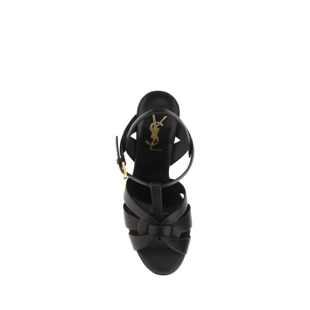 Saint Laurent Black Calf Leather Bos Taurus Platform Sandals - immagine 4