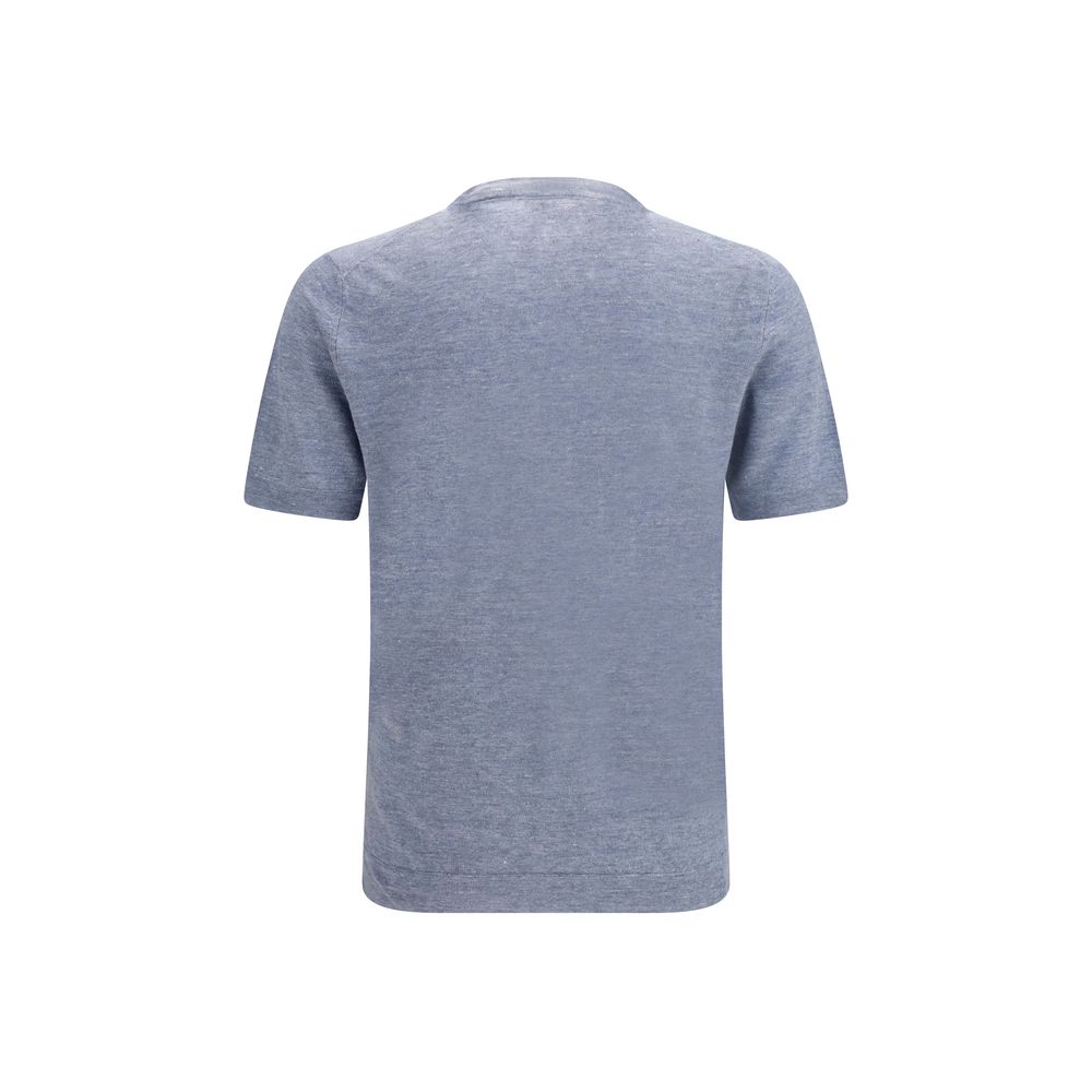 Brunello Cucinelli Blue Linen T-Shirt - immagine 2