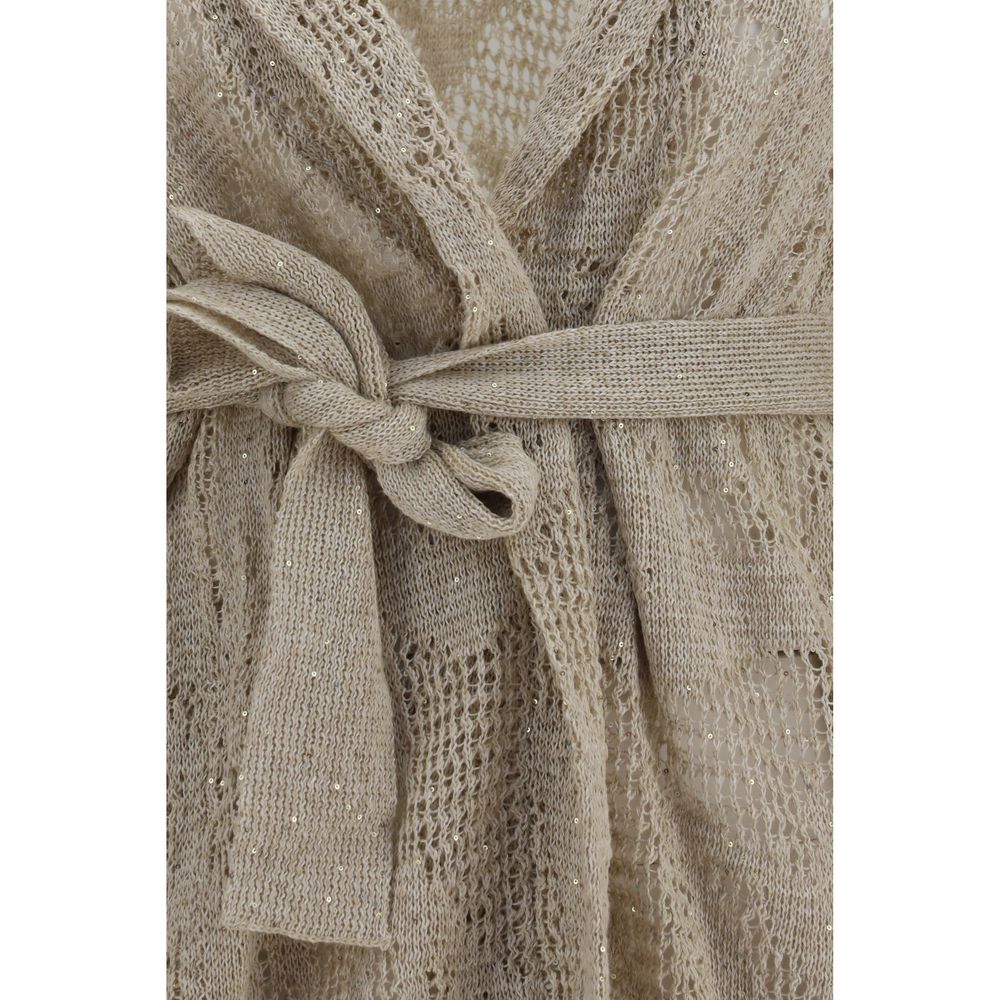 Brunello Cucinelli Beige Linen Cardigan - immagine 3