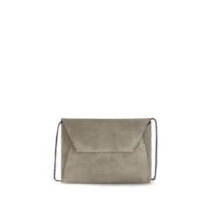 Brunello Cucinelli Gray Calf Leather Bos Taurus Clutch Bag