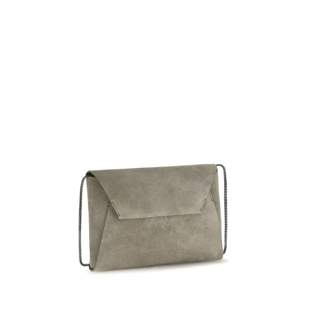 Brunello Cucinelli Gray Calf Leather Bos Taurus Clutch Bag - immagine 2