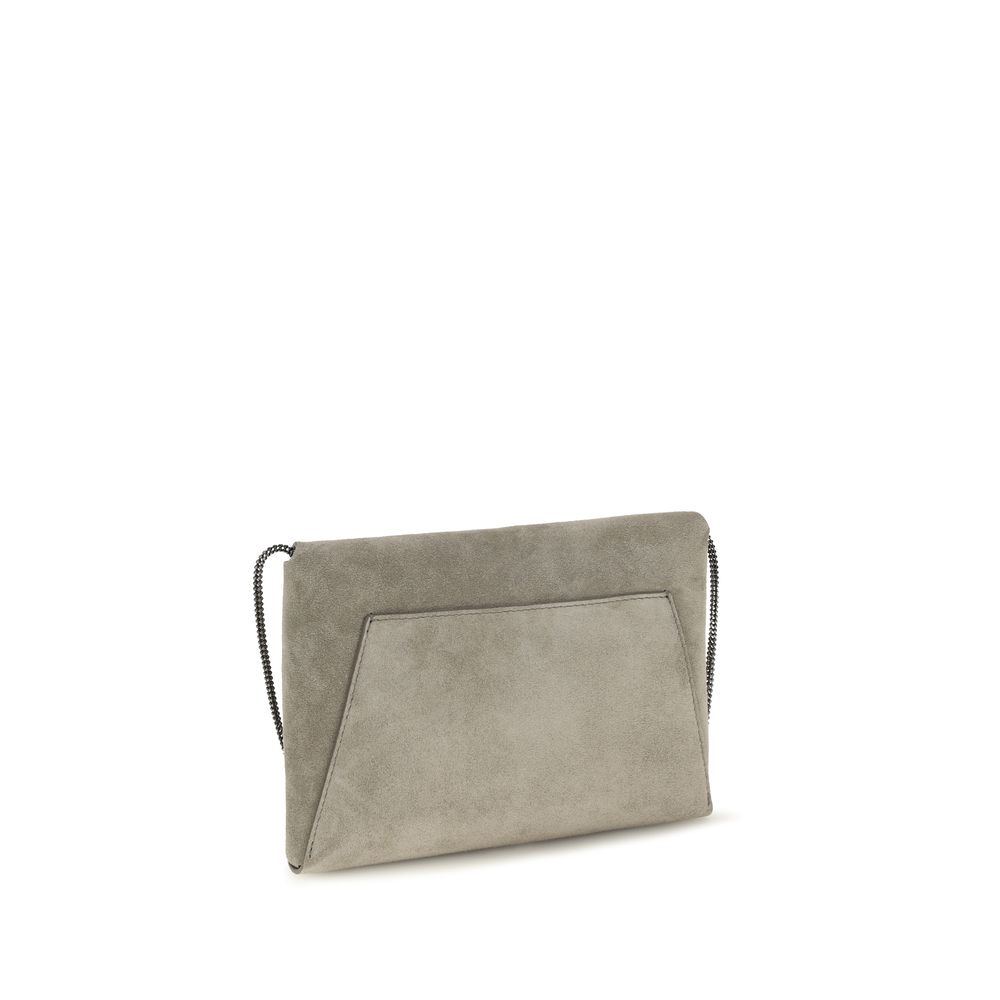 Brunello Cucinelli Gray Calf Leather Bos Taurus Clutch Bag - immagine 3