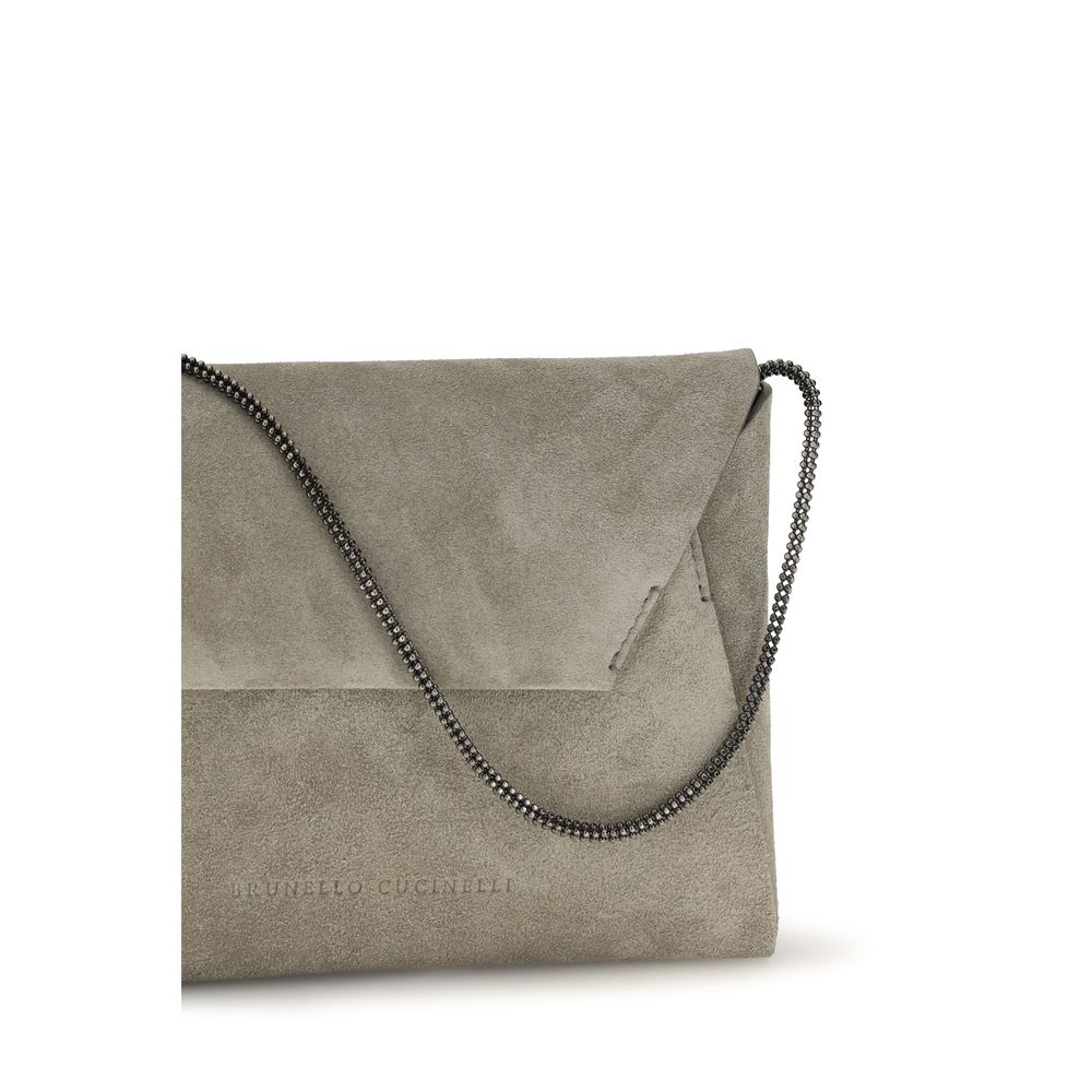 Brunello Cucinelli Gray Calf Leather Bos Taurus Clutch Bag - immagine 4