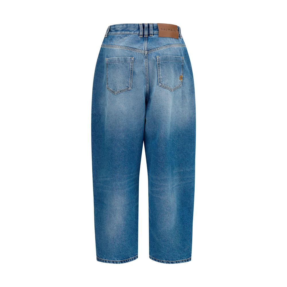 Balmain Blue Cotton Relaxed Fit Jeans - immagine 2