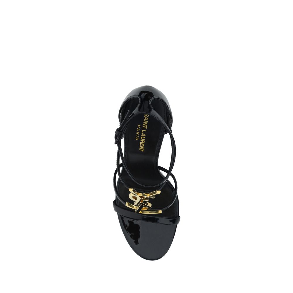 Saint Laurent Black Calf Leather Bos Taurus Stiletto Heel Sandals - immagine 4