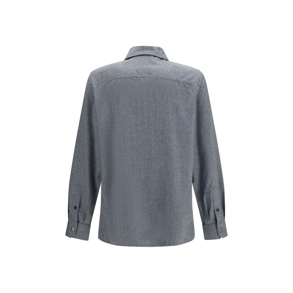Brunello Cucinelli Gray Wool Oves Aries Shirt - immagine 2