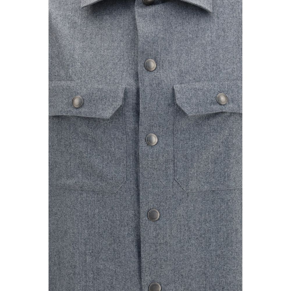 Brunello Cucinelli Gray Wool Oves Aries Shirt - immagine 3