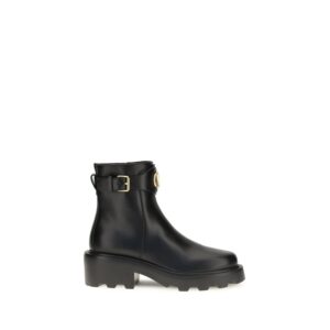 Valentino Garavani Black Calf Leather Bos Taurus Ankle Boots