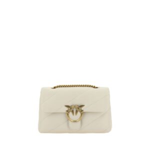 PINKO White Calf Leather Bos Taurus Shoulder Bag