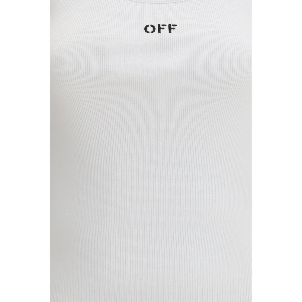 Off-White White Cotton Sleeveles T-Shirt - immagine 3