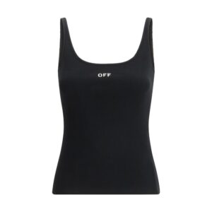 Off-White Black Cotton Sleeveles T-Shirt