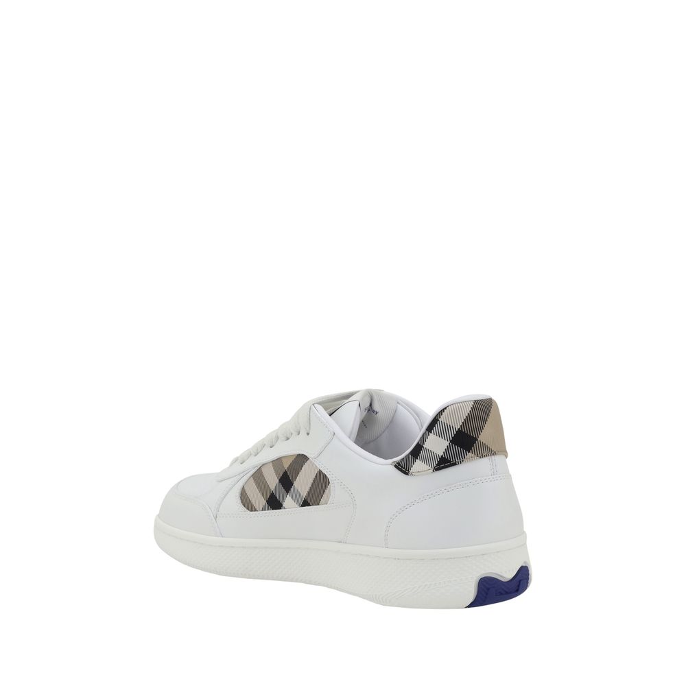Burberry White Calf Leather Bos Taurus Low Top Sneakers - immagine 3